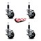 Service Caster 3'' Soft Rubber Swivel 1-1/8'' Expanding Stem Caster Set with Brake, 4PK SCC-EX20S314-SRS-TLB-118-4 - alternate 4